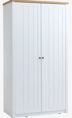 Garderobeskab MARKSKEL 112x210 hvid/egefarve