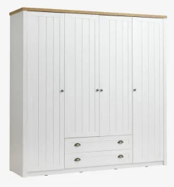 Garderobeskab MARKSKEL 212x210 hvid/egefarve