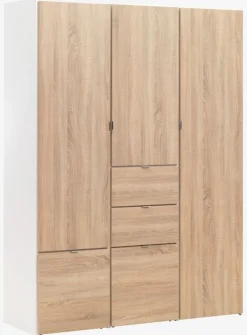 Garderobeskab NAUTRUP 149x200 3 låger egefarve/hvid