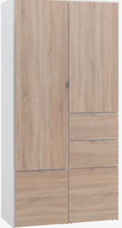 Garderobeskab NAUTRUP 100x200 2 låger egefave/hvid