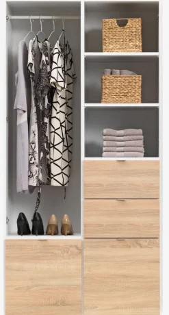 Garderobeskab NAUTRUP 100x200 2 låger egefave/hvid