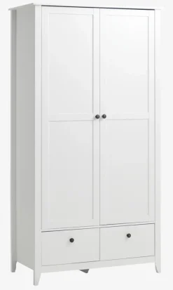 Garderobeskab NORDBY 105x200 2 låger 2 skuffer hvid