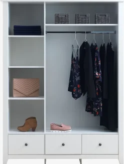 Garderobeskab NORDBY 150x200 3 låger 3 skuffer hvid