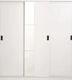 Garderobeskab ODDER 179x201 3 skydedøre m/spejl hvid