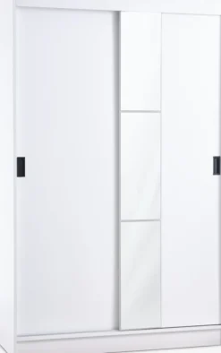 Garderobeskab ODDER 120x201 2 skydedøre m/spejl hvid