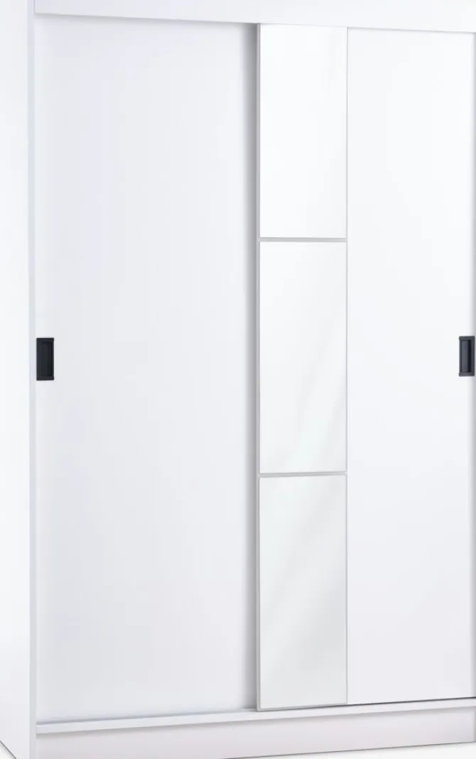 Garderobeskab ODDER 120x201 2 skydedøre m/spejl hvid