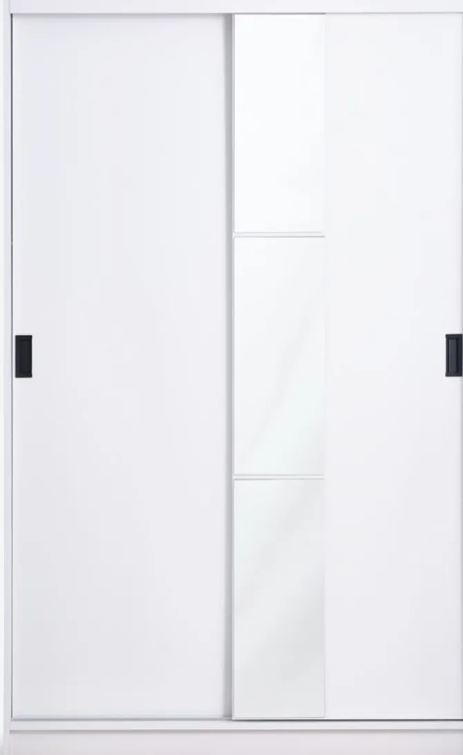 Garderobeskab ODDER 120x201 2 skydedøre m/spejl hvid