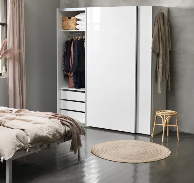 Garderobeskab TARP 202x221 højglans/hvid