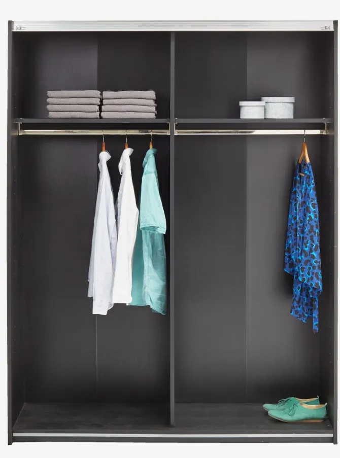 Garderobeskab TARP 151x201 m/spejl sort