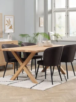 GRIBSKOV L180 bord eg + 4 RISSKOV stole mørkebrun