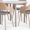HANSTED Ø100 bord grå + 4 HVIDOVRE stole lys eg