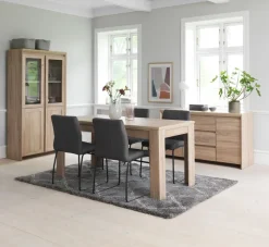 HASLUND L160 bord eg + 4 HAMMEL stole grå