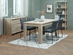 HASLUND L160 bord eg + 4 HAMMEL stole grå