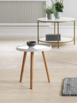 Hjørnebord BAKKEBJERG Ø40 hvid/natur