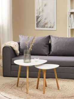 Hjørnebord TAPS 55x55 hvid/bambus