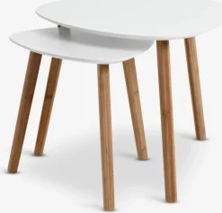 Hjørnebord TAPS 55x55 hvid/bambus