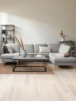 Hjørnesofa AARHUS højrevendt lysegråt stof