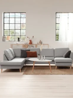 Hjørnesofa AARHUS venstrevendt lysegråt stof