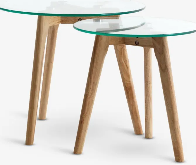 Indskudsborde FALSLED Ø50/40 glas/eg 2 stk.