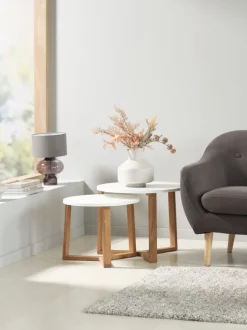 Indskudsborde SVENSTRUP hvid/eg 2 stk.