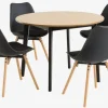 JEGIND Ø105 bord eg + 4 KASTRUP stole sort
