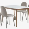 JEGIND L130 bord hvid + 4 EJSTRUP stole beige
