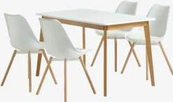 JEGIND L130 bord hvid + 4 KASTRUP stole hvid