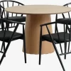 KLIPLEV Ø120 bord eg + 4 ARNBORG stole sort