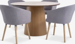 KLIPLEV Ø120 bord eg + 4 KLOSTER lysegrå/eg