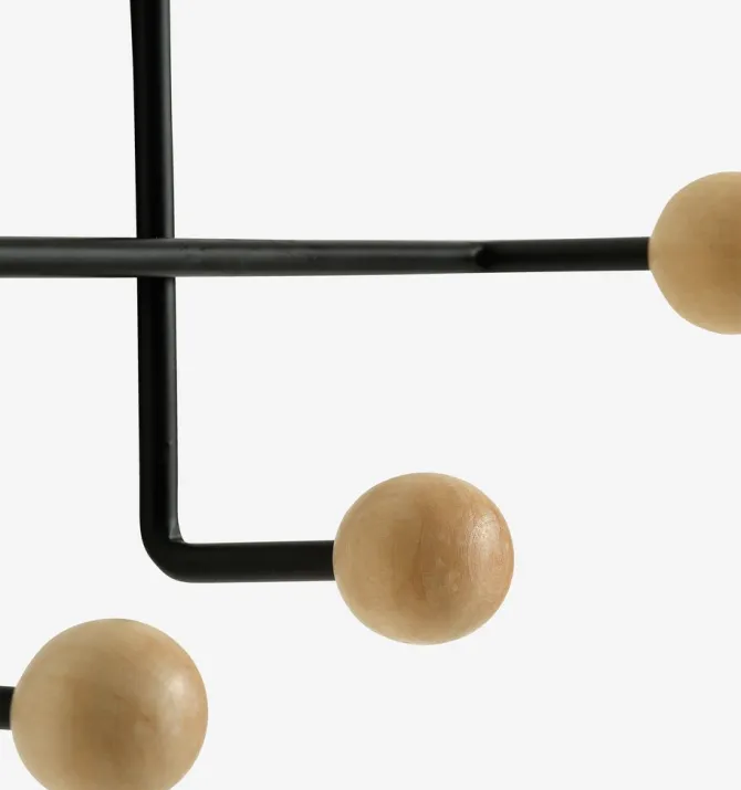 Knagerække GAMBY 6 knager natur/sort