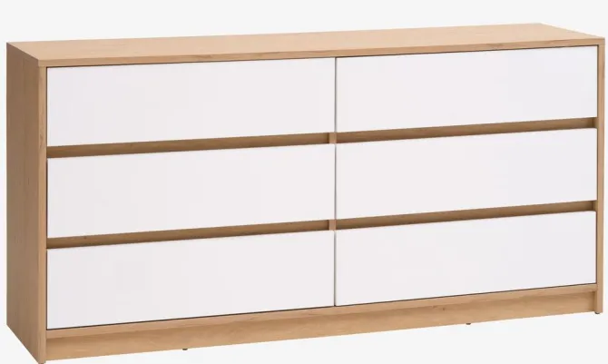 Kommode BILLUND 3+3 hvid/eg