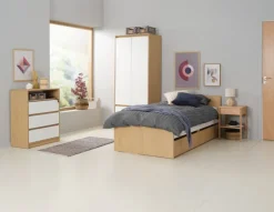 Kommode BILLUND 3 skuffer hvid/eg