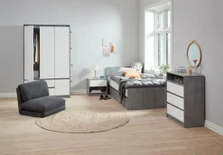 Kommode BILLUND 3 skuffer hvid/beton