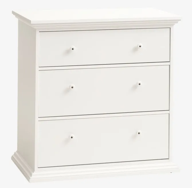 Kommode FREDENSBORG 3 skuffer hvid
