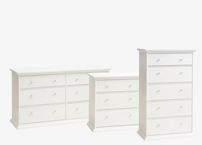 Kommode FREDENSBORG 3 skuffer hvid