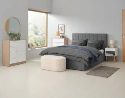 Kommode JENSLEV 4 skuffer 1 låge eg/hvid