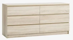 Kommode LIMFJORDEN 3+3 skuffer lys egefarve