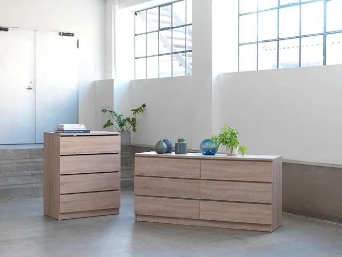 Kommode LIMFJORDEN 3+3 skuffer lys egefarve