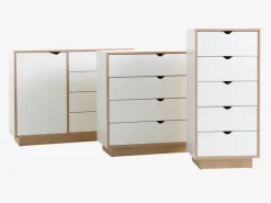 Kommode MAMMEN 4 skuffer 1 låge hvid/eg