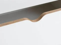 Kommode MAMMEN 5 skuffer smal hvid/eg