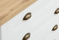 Kommode MARKSKEL 4 skuffer hvid/egefarve