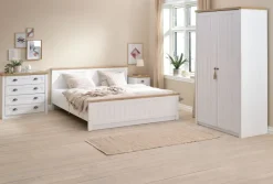 Kommode MARKSKEL 4 skuffer hvid/egefarve