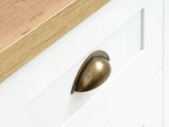 Kommode MARKSKEL 4 skuffer 1 låge hvid/eg