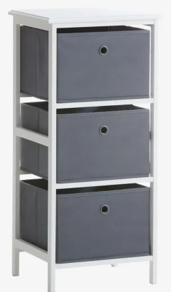 Kommode ODBY 3 kasser hvid/grå