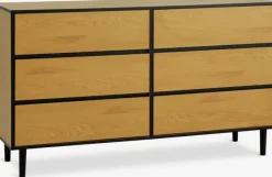 Kommode ODENSE 3+3 skuffer egefarve/sort