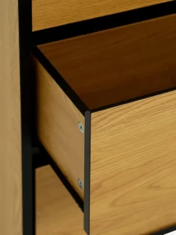 Kommode ODENSE 3 skuffer egefarve/sort