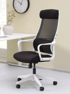 Kontorstol HEDENSTED sort stof/hvid