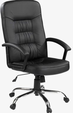 Kontorstol SKODSBORG sort kunstlæder/krom