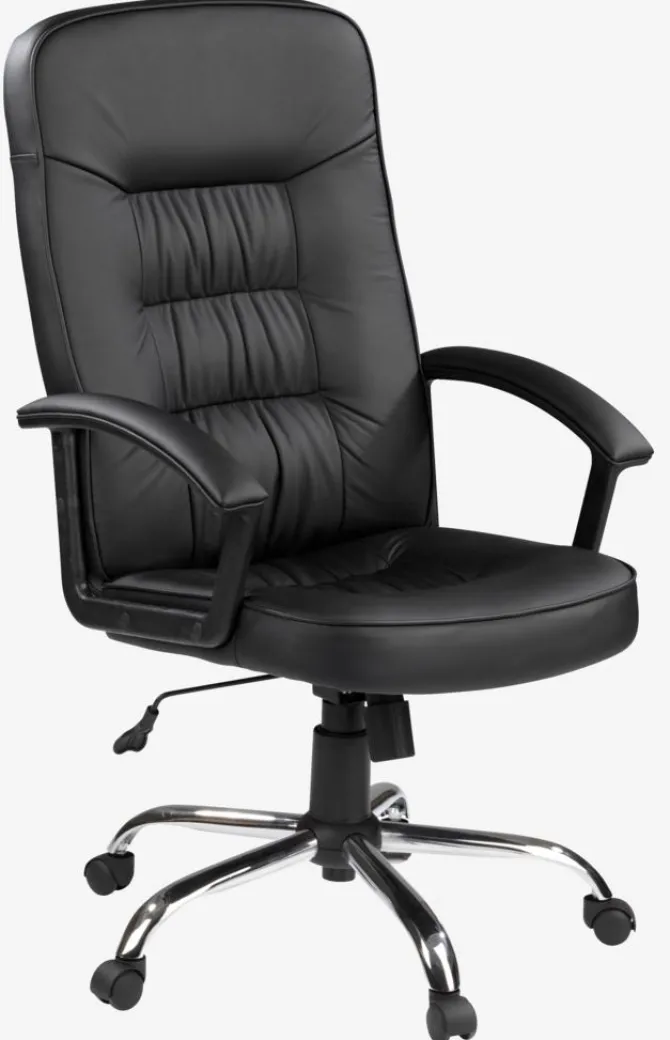 Kontorstol SKODSBORG sort kunstlæder/krom