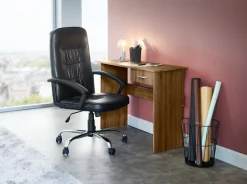 Kontorstol SKODSBORG sort kunstlæder/krom